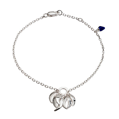 70%  DISCOUNT   Roaring Flame  Fire  925 Sterling Silver Chain  Bracelet, accented  with blue stone