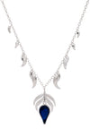 65%  DISCOUNT  Sterling Silver  Blue  Stone Fire Charm and Dancing Flame Pendant Necklace